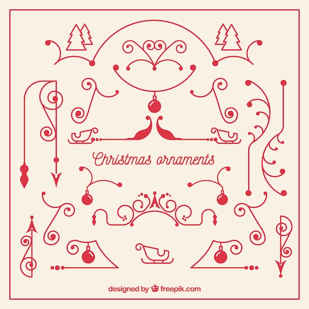 Free Vector set of hand-drawn christmas ornaments