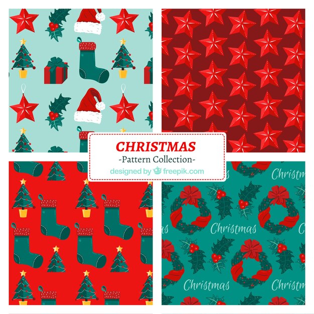 Set of hand drawn christmas patterns