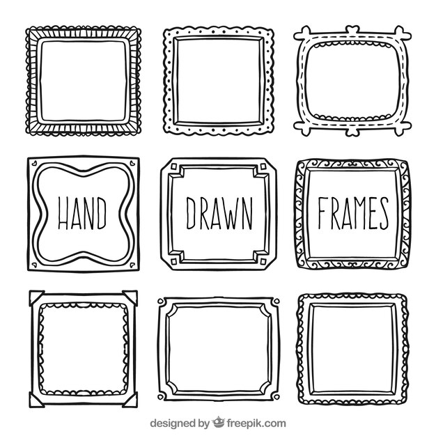 Set of hand drawn decorative photo frames