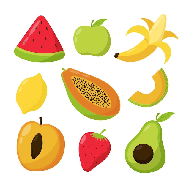 Free Vector set of hand drawn delicious fruits