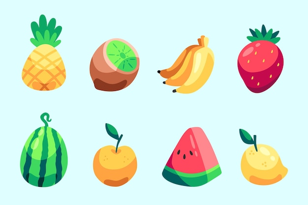 Set of hand drawn delicious fruits