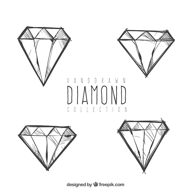 Free Vector set of hand-drawn diamonds