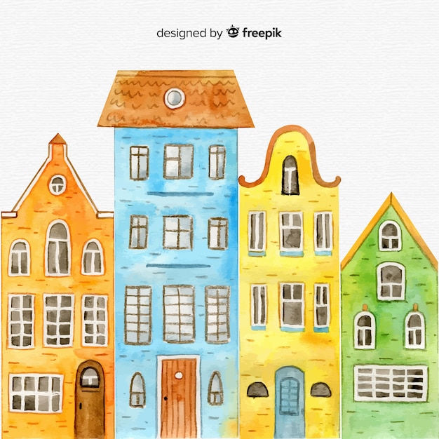 Free Vector set of hand drawn houses