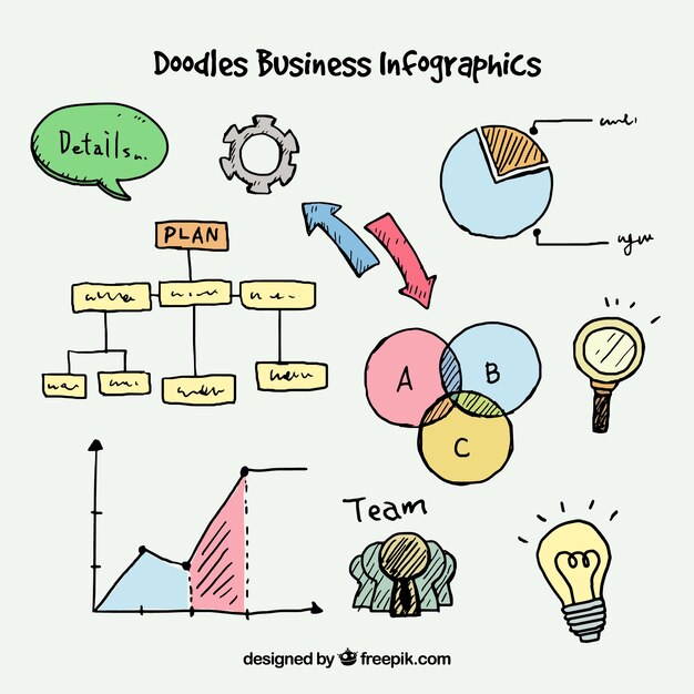 Set of hand-drawn infographic elements