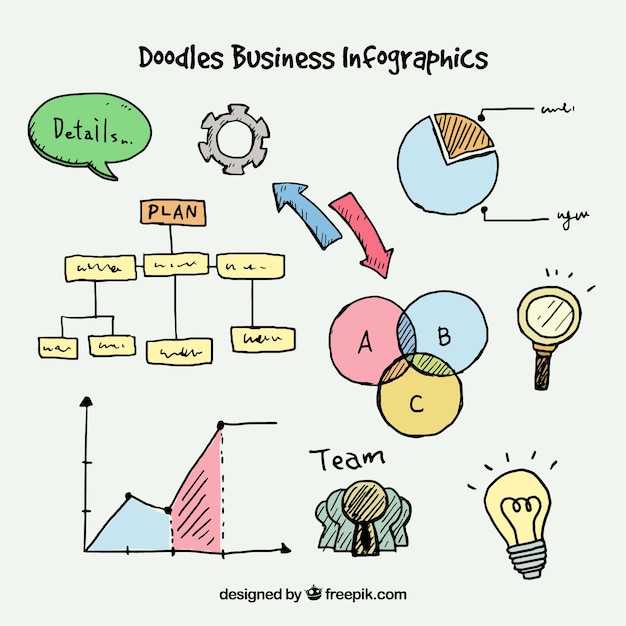 Set of hand-drawn infographic elements