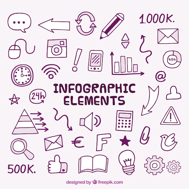 Set of hand drawn infographic elements