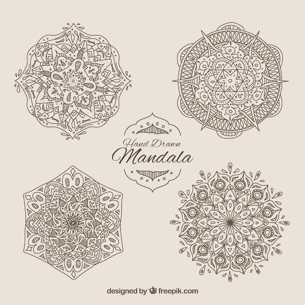 Set of hand drawn mandala ornaments