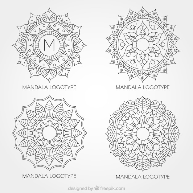 Free vector set of hand drawn mandalas logos