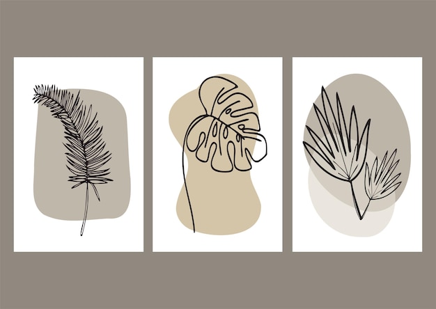 Set of hand drawn minimal boho wall art designs