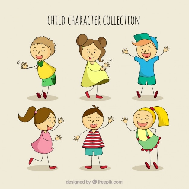 Free Vector set of hand drawn nice children 