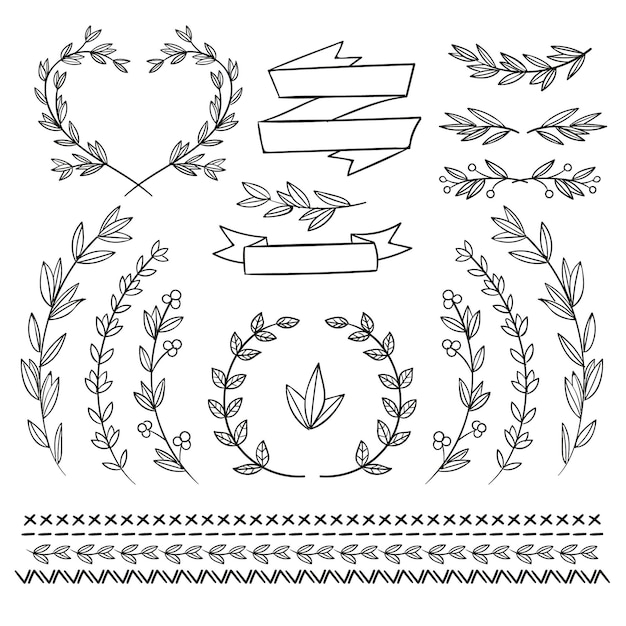 Free Vector set of hand drawn ornamental elements