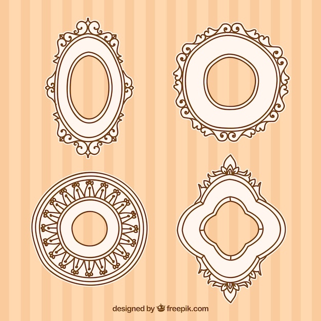 Free Vector set of hand drawn ornamental frames 