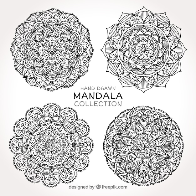 Set of hand drawn ornamental mandalas 