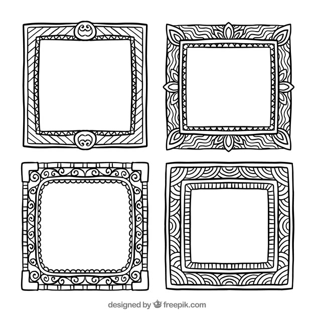 Set of hand drawn photo frames