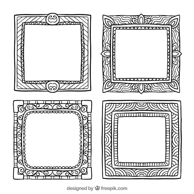 Set of hand drawn photo frames