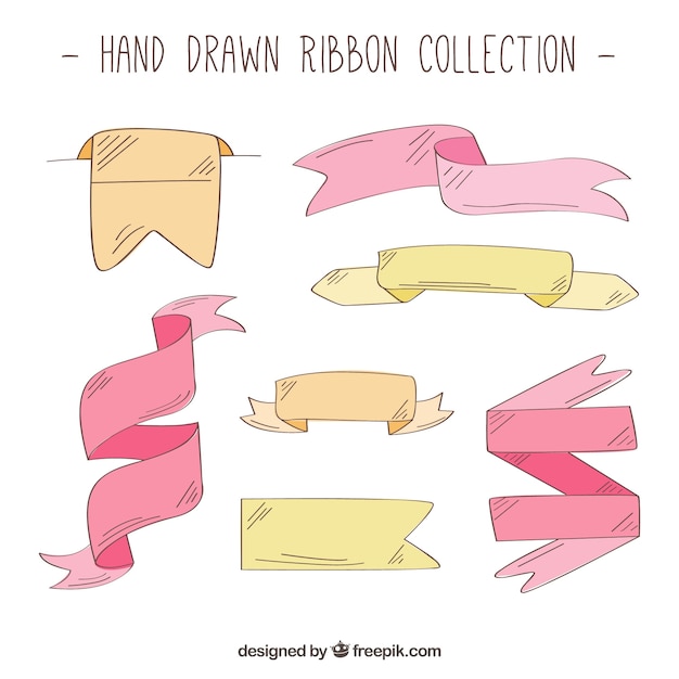 Free Vector set of hand drawn ribbons