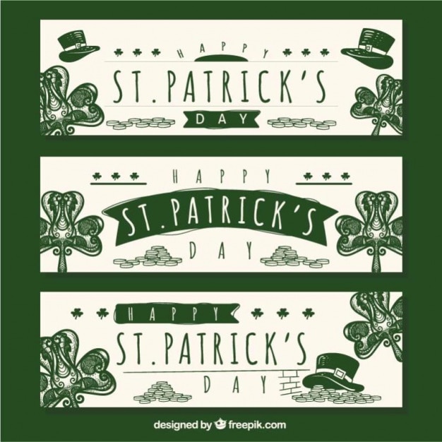 Free Vector set of hand drawn saint patrick's day banners