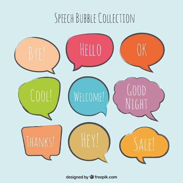 Free Vector set of hand drawn speech bubbles