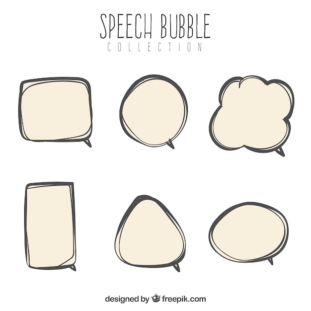 Set of hand drawn speech bubbles