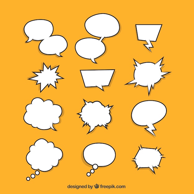 Set of hand drawn speech bubbles