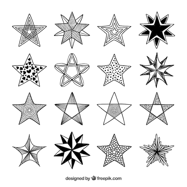 Set of hand drawn stars