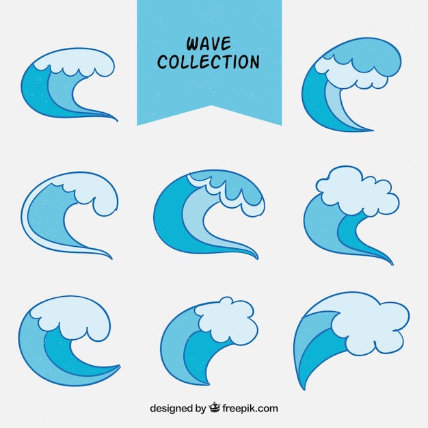 Set of hand drawn waves