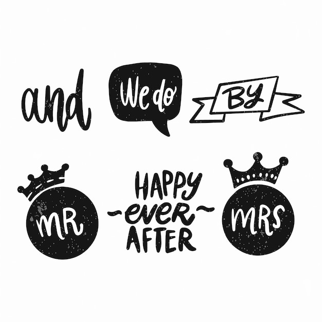 Free Vector set of hand lettered ampersands and catchwords