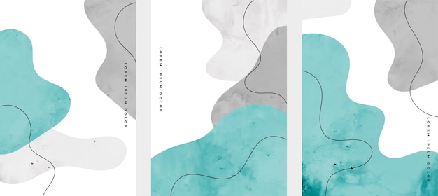 Free Vector set of hand painted abstract cover pages design