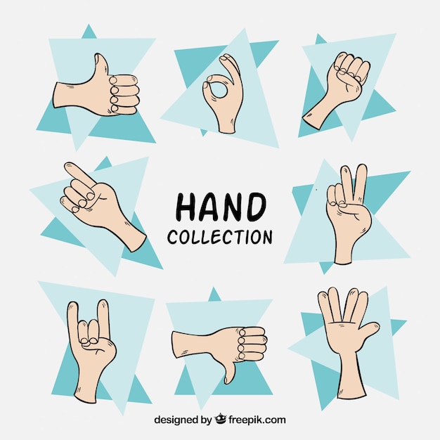 Free Vector set of hand sketches with gestures