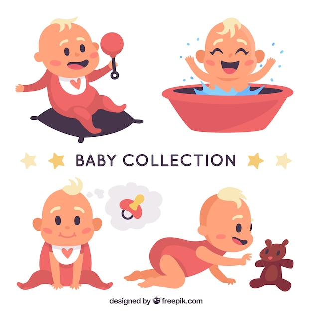 Free Vector set of happy babies