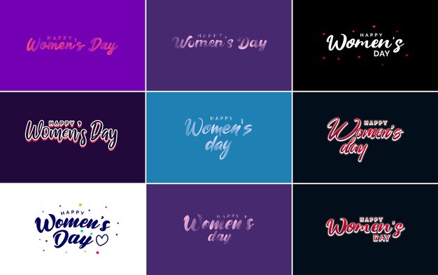 Set of Happy International Woman's Day signs emblems and design elements vector collection of signs labels and badges