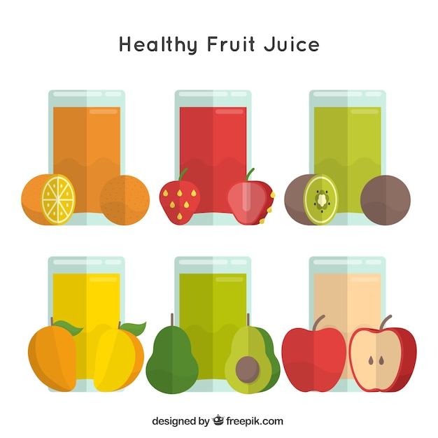 Free vector set of healthy fruit juices