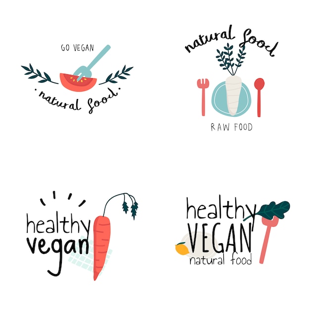 Free vector set of healthy vegan logo vectors