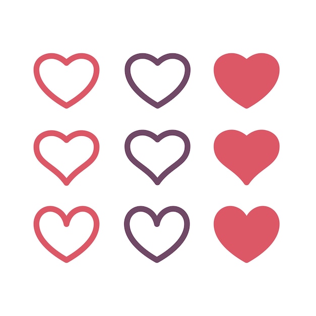 Free vector set of hearts