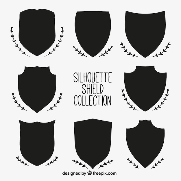 Set of heraldic shield silhouettes