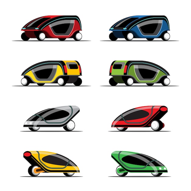 Free Vector set of hi-tech chic design energy-saving car on white