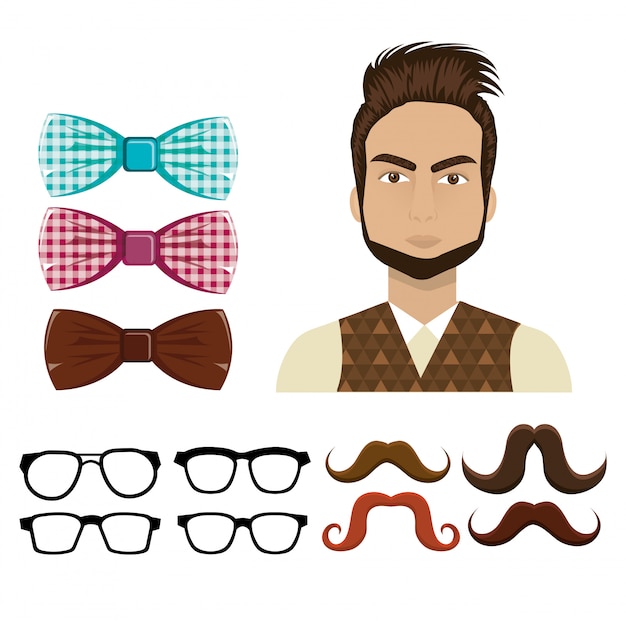 Set of hipster elements