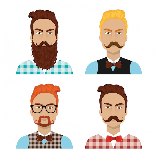 Free Vector set of hipster people