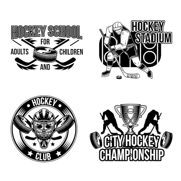 Free vector set of hockey emblems