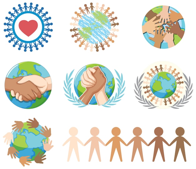 Free Vector set of human and earth globe icons