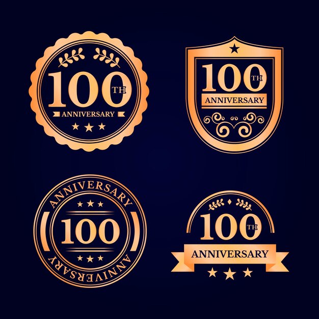 Set of hundred anniversary labels