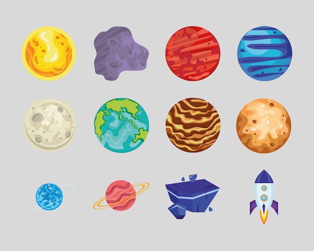 Free vector set of icons astronomy