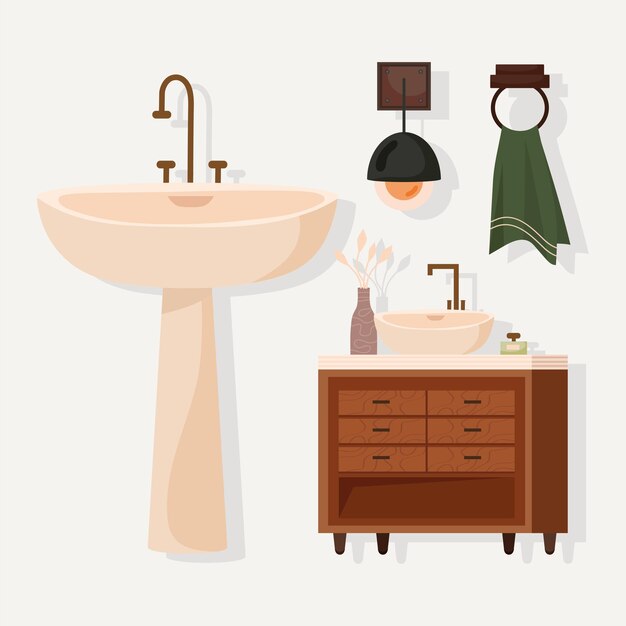 set icons of bathroom interior