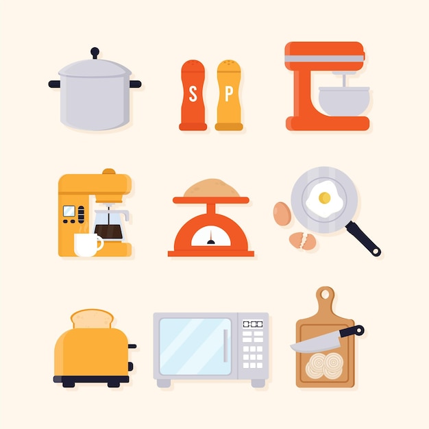 Free Vector set of illustrated kitchen elements