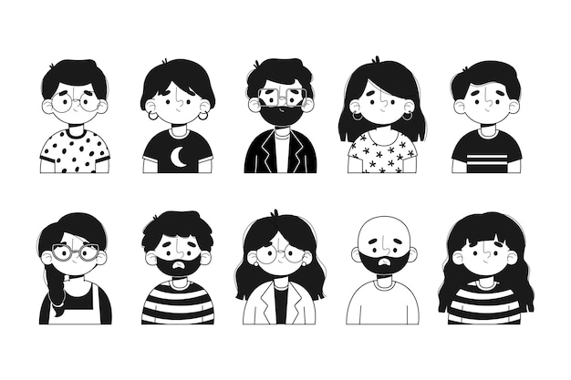 Set of illustrated people avatars