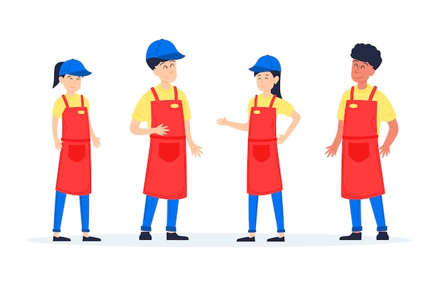 Free Vector set of illustrated supermarket workers