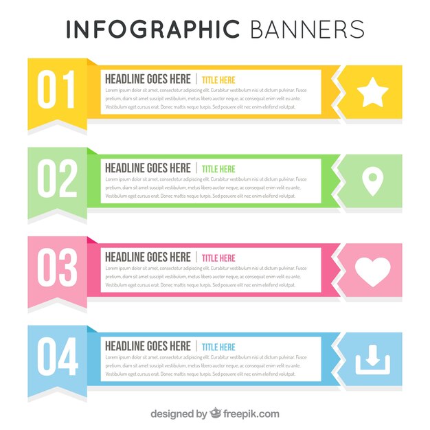 Set of infographic banners in flat design