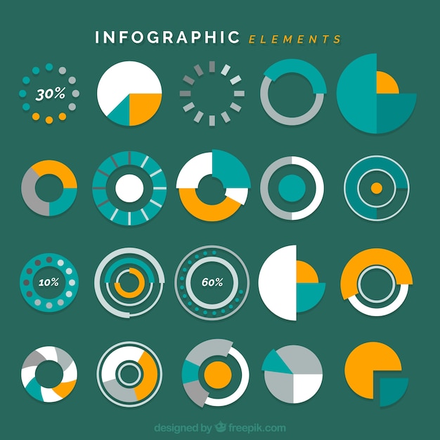 Set of infographic charts in flat design