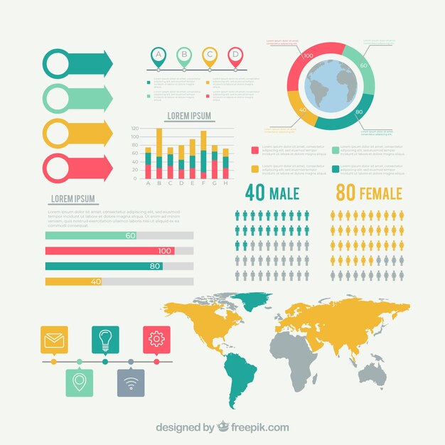 Set of infographic elements in flat style