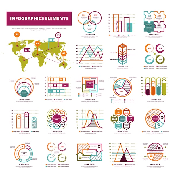 Free Vector set of infographics elements 